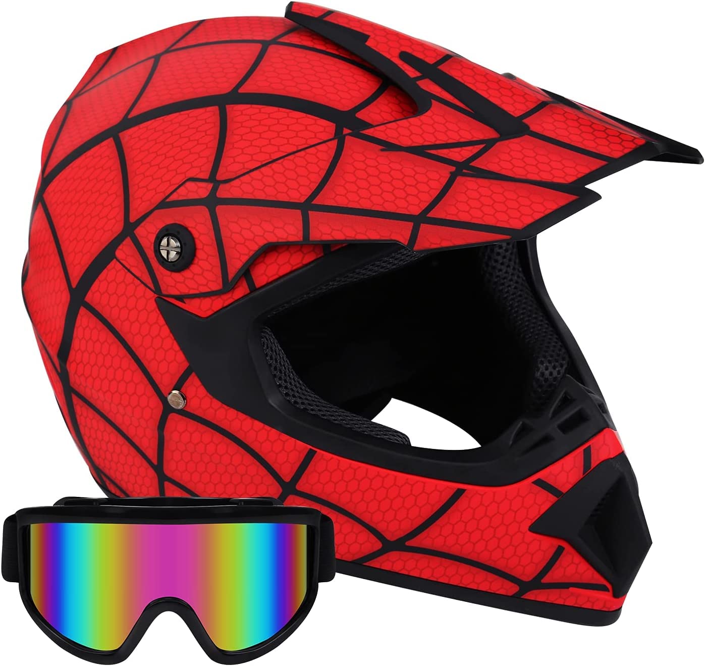 Casco Motocross Casco de Moto Dot Cara Completa Casco Off Road Casco Dirt Bike con Gafas para niños Unisex