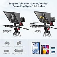 Vista 3 de Desview TP150 teleprompter de 15 pulgadas con espejo de alta visualización en aleación de aluminio con control remoto compatible con iPad, cámaras