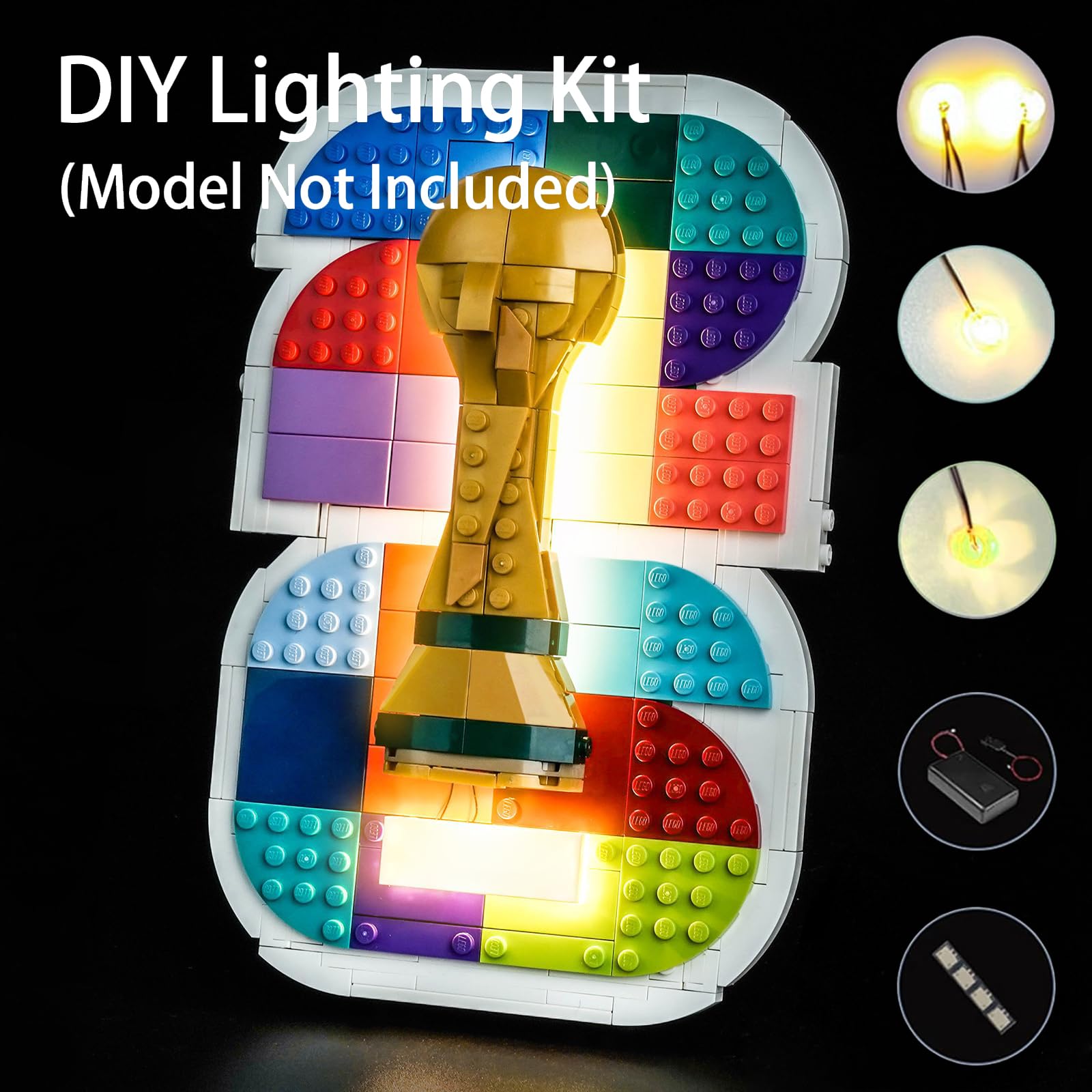 Kit di illuminazione a LED per Lego 43032 FIFA World Cup 2026 Ufficiale Emblem – Alimentato USB Effetto Apparecchi DIY Senza Saldature Facile da installare (Modello Non Incluso)