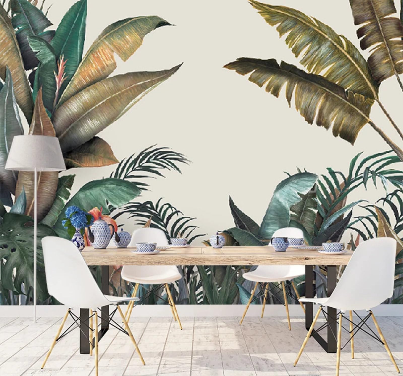 Minimalist Fresh Tropical Plants Leaves Jungle 3D Wallpaper Easy Install Feature Office Living Room Sofa Bedroom TV Background Wall Decoration-400cm×280cm