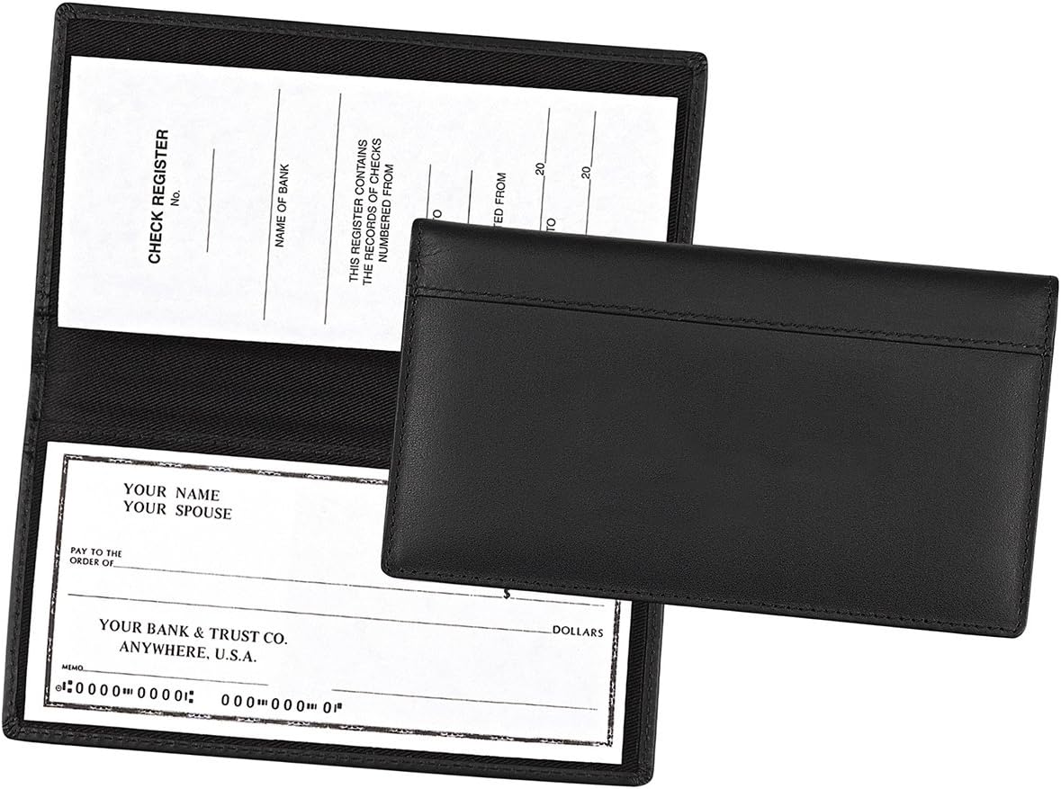 Bravo Enterprise Standard Lightweight Full-Grain Leather Checkbook Cover Black