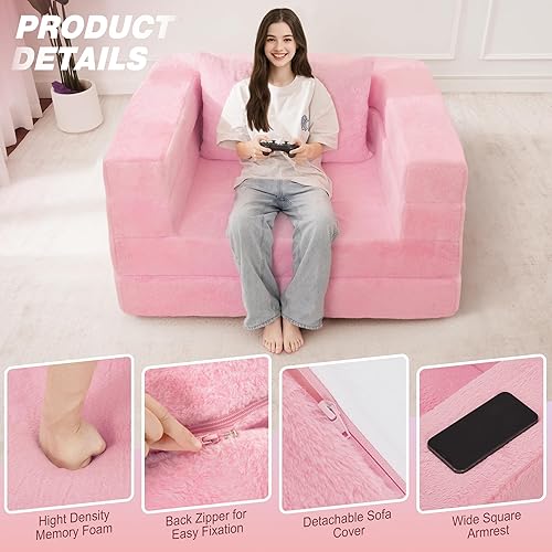 Miniatura 144 de Cama humana gigante para perro, cama 3 en 1 para perro de tamaño humano con funda de piel sintética lavable, cama grande plegable para mascotas con