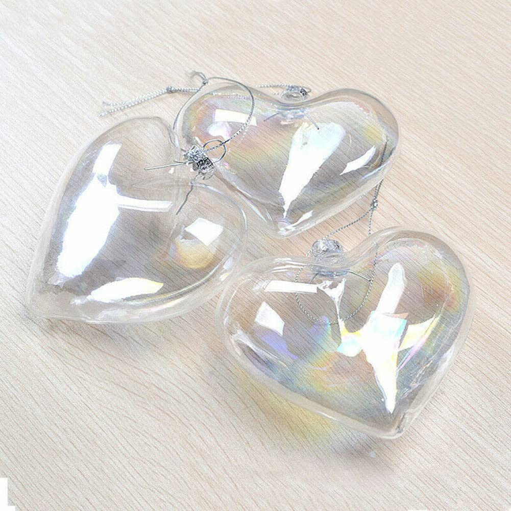 36 bolas en forma de corazón, adornos de Navidad, bolas transparentes rellenables para bodas, fiestas de Navidad