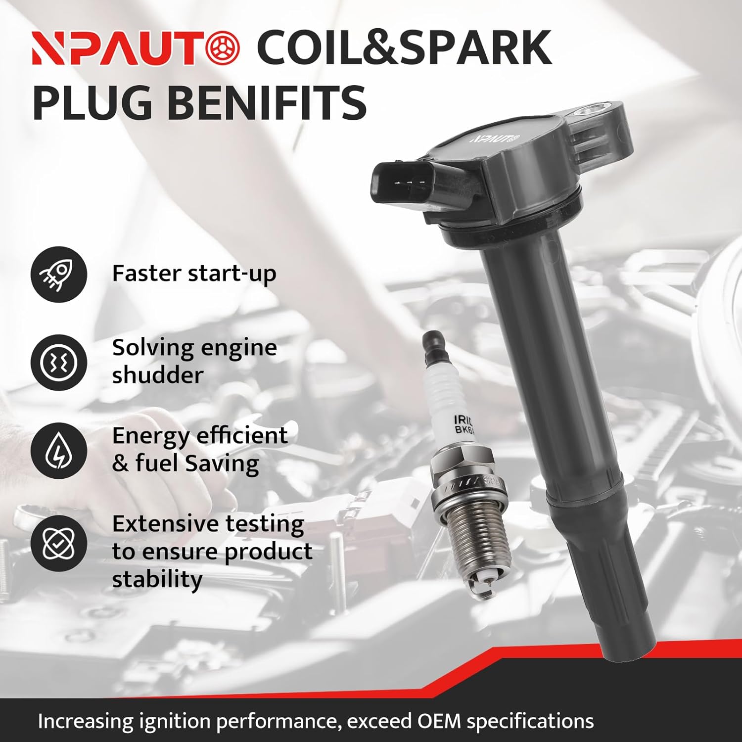 Ignition Coil Pack Spark Plugs Replacement for 3.5 V6 Toyota Sienna Avalon Camry Highlander Rav4 Venza Lexus RX350 ES350 RX450h 2007 2008 2009 2010 2011 2012 2013 2014 2015, 90919-A2007, UF487, 6pc