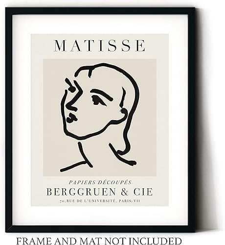 Miniatura 4 de Matisse Woman Face Drawing Exhibition Poster Wall Art Print | 11x14 UNFRAMED | Beige, Tan Neutral Abstract, Minimalist Modern Wall Decor