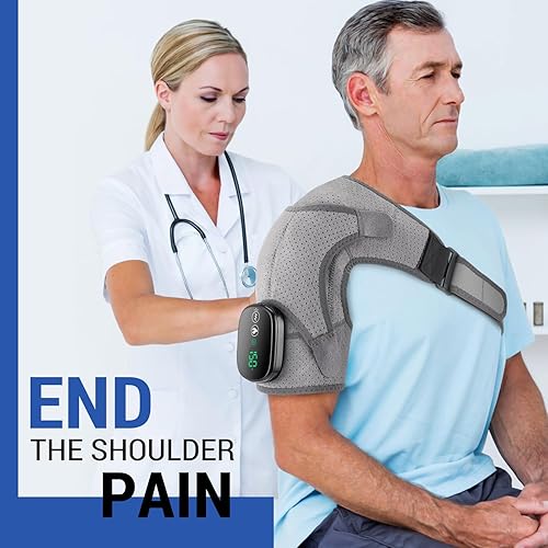 Miniatura 6 de Envoltura térmica para el hombro con masaje, almohadilla térmica de hombro para manguito rotador, hombro congelado, almohadillas térmicas de hombro