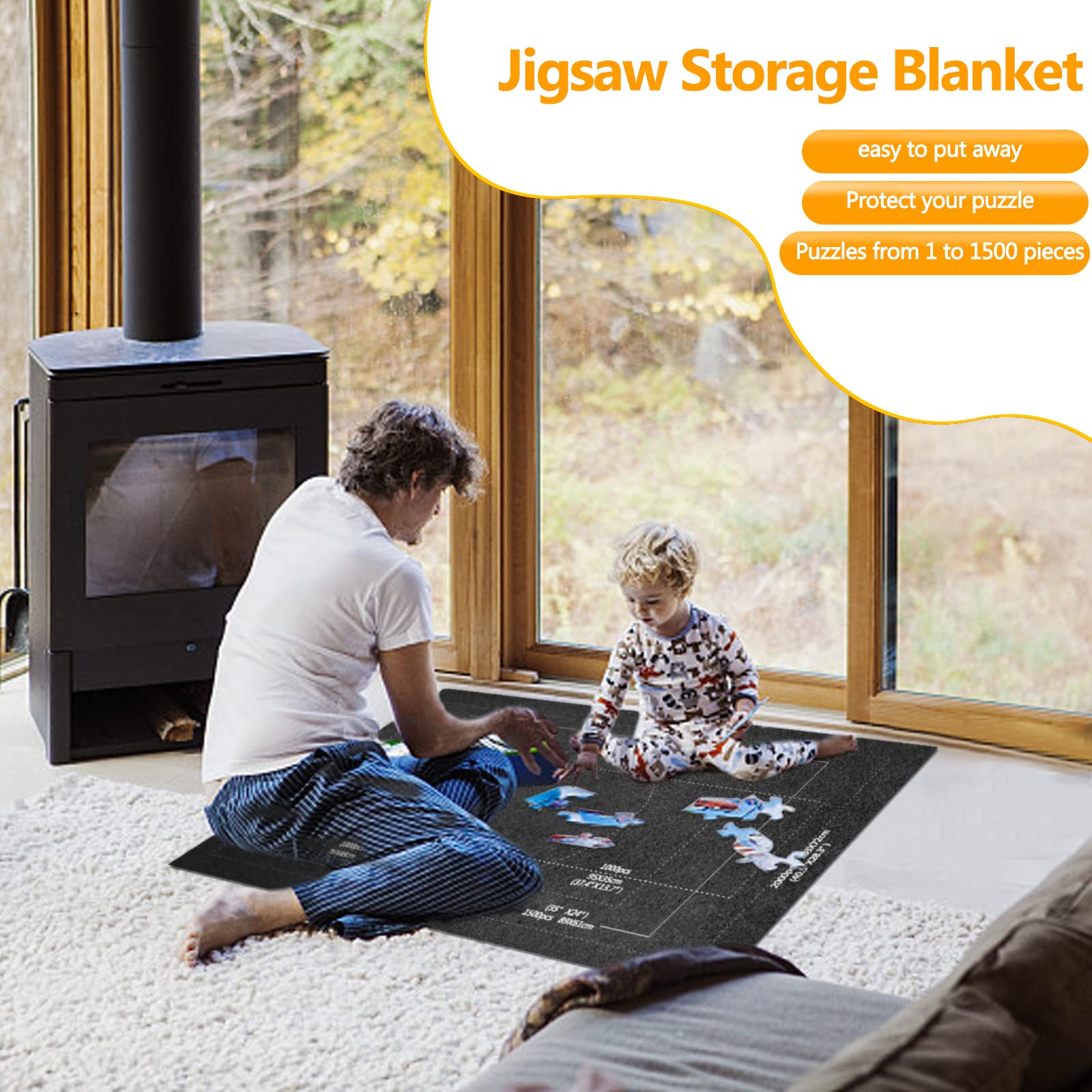 Tapis De Puzzle Roulant 120x80 Cm - Jusqu'à 2000 Pièces, 4 Plateaux De Tri Inclus, Rangement Facile Dans Son Sac