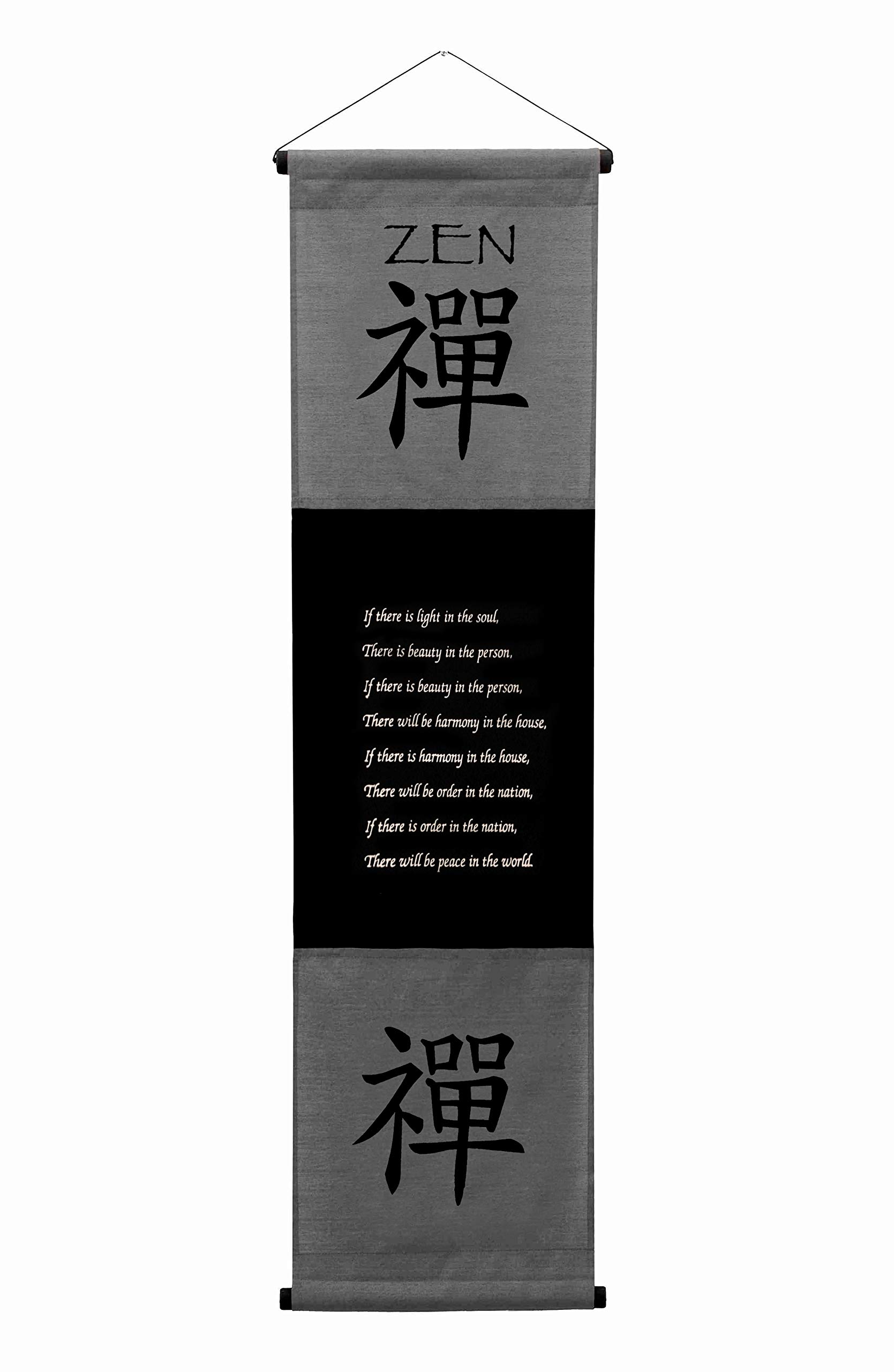 G6 Collection Black,Gray Inspirational Wall Decor Zen Banner Large, Inspiring Quote Wall Hanging Scroll, Affirmation Motivational Uplifting Message Art Decoration, Thought Saying Tapestry Zen (Gray)