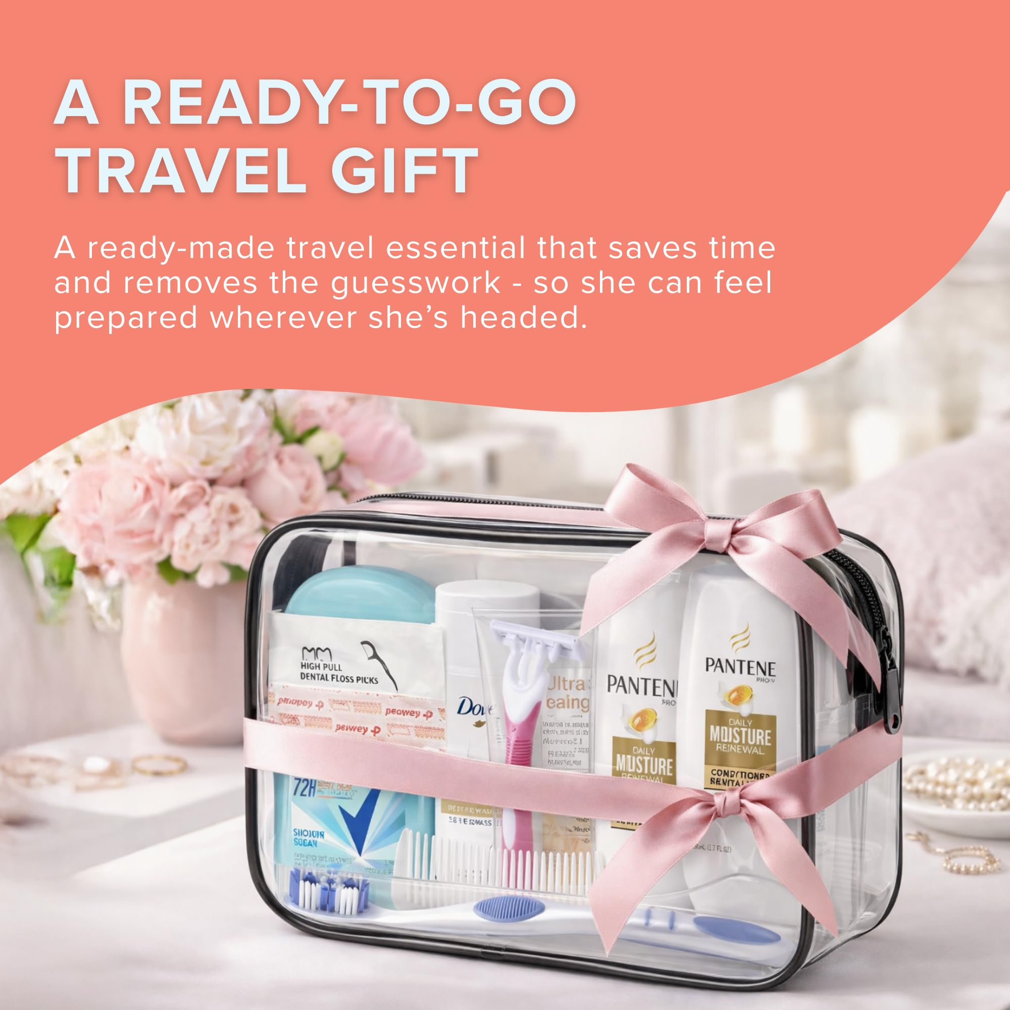 TrekTote Travel Essentials Kit For Women – 15 Piece Toiletry Set – Featuring Top Trusted Brand Toiletries, TSA Compliant, Includes Shampoo And Conditioner, Lotion, Toiletry Bag & More