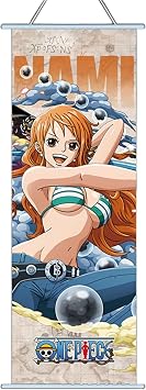 One Strawhat Crew Piece Anime Wall Scroll Poster Nami Japanese Manga Fabric Banner, Decorative Wall Art 27.5 L x 9.8 W