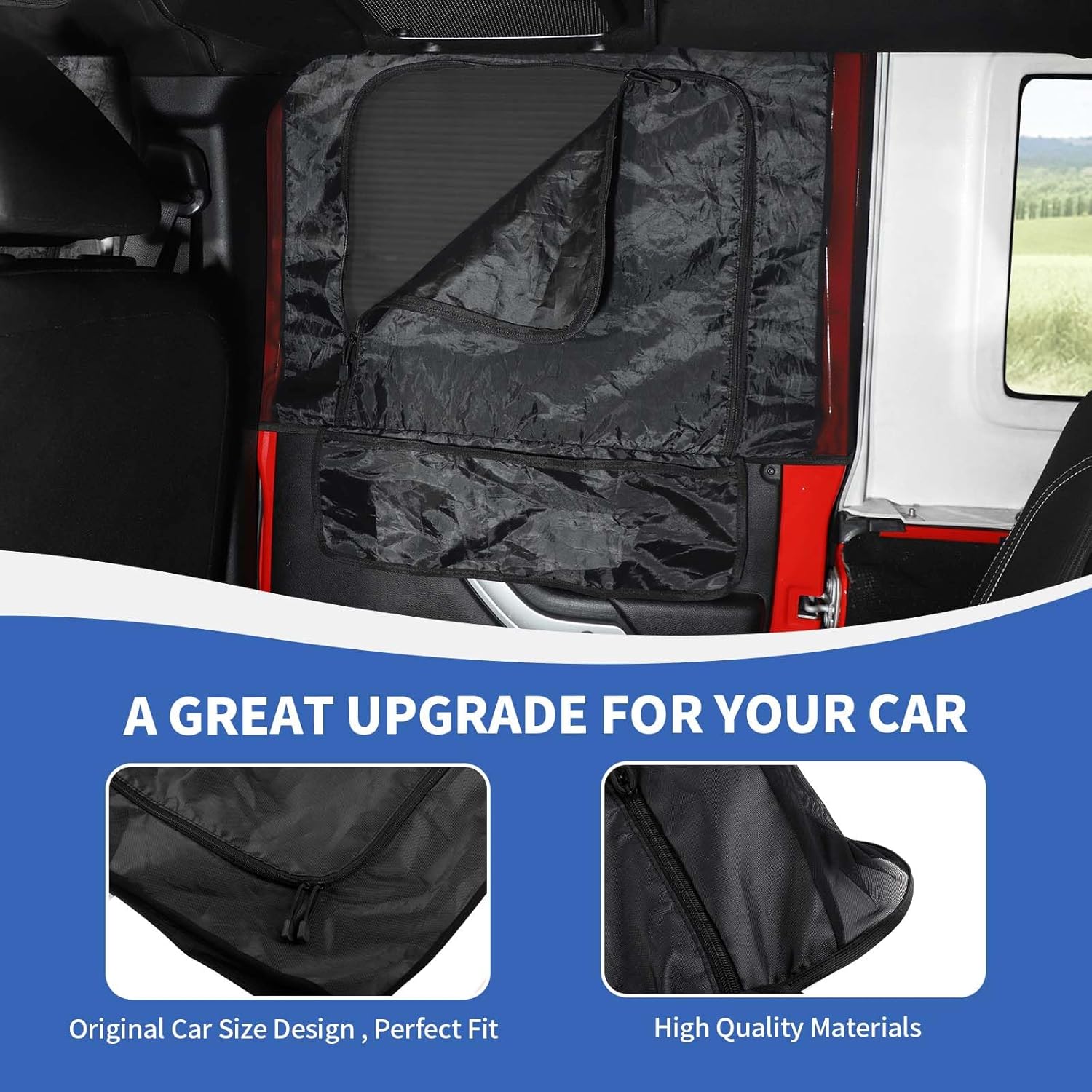 for Jeep Front & Rear Window Sun Shade, Side Window Screen Cover for Camping Compatible with 2007-2024 Jeep Wrangler JK JL & Gladiator JT, Side Curtain Nets