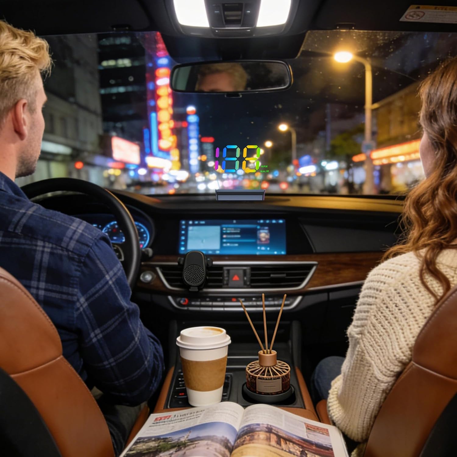 Windshield Speed Projector, Universal Double-Mode Smart Digital Speedometer, ABS Heads Up Display, KM/MPH Toggle, Car Electronics, Real-time Monitoring