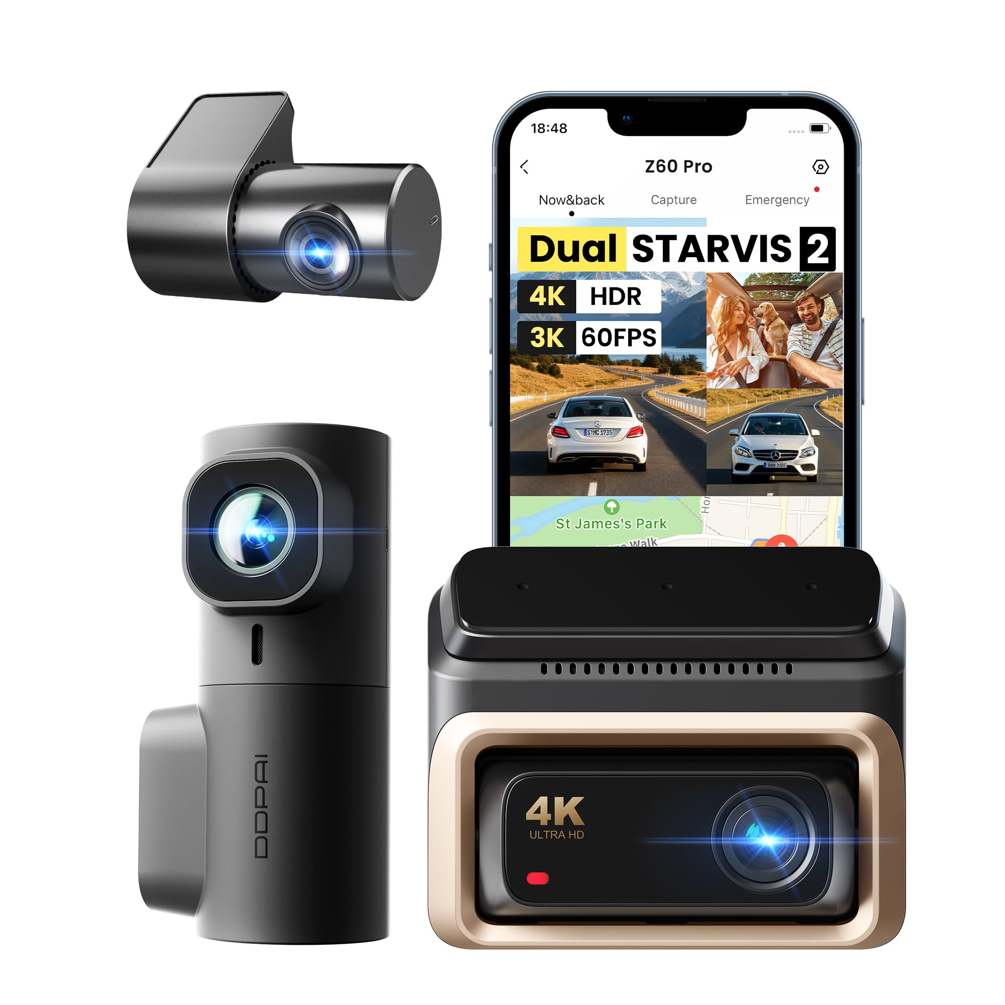DDPAI 4K 3 Channel Dash Cam Z60 Pro πLink