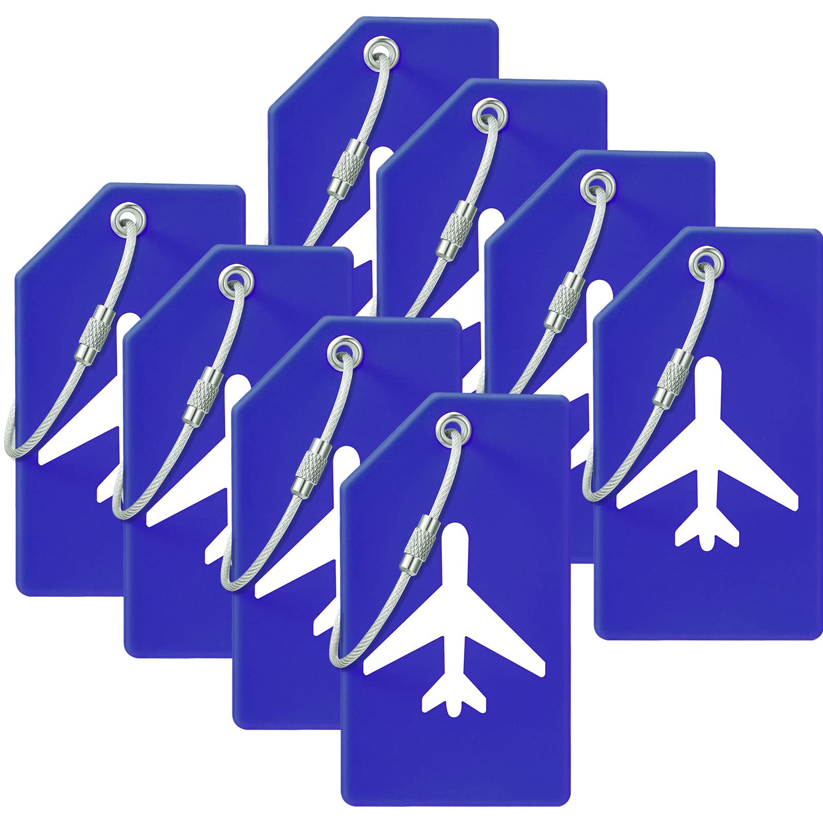 Zonon 8 Pack Silicone Luggage Tags for Travel Suitcases Luggage Name Tags Includes Name Cards with Partial Privacy Cover and Stainless Steel Loops for