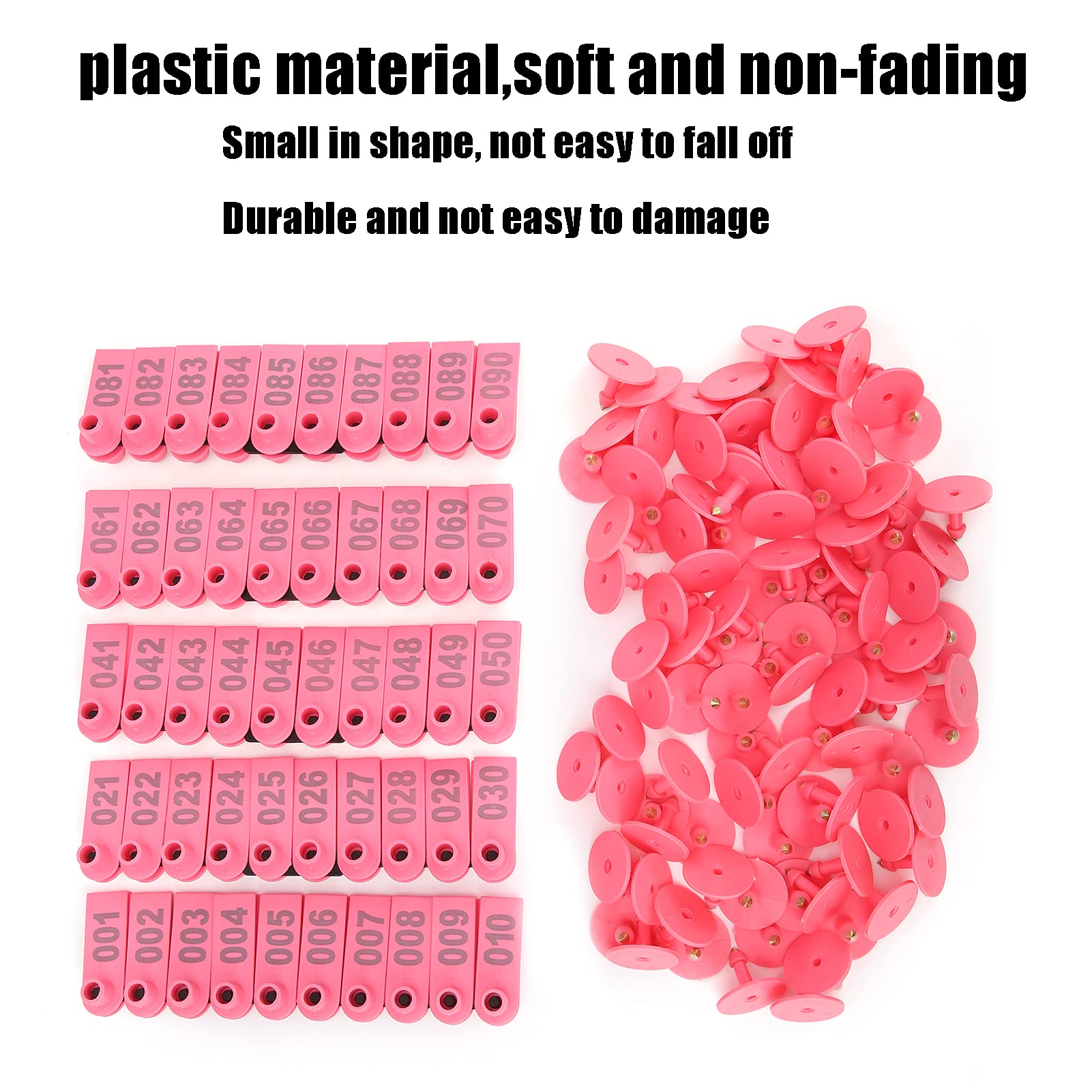 100 Pezzi di Marchi Auricolari per Animali da Fattoria in Plastica per Orecchini di Plastica per Capre Pecore Bovini Mucche Maiali[Rosa] Accessori per il trasporto di animali da allevamento