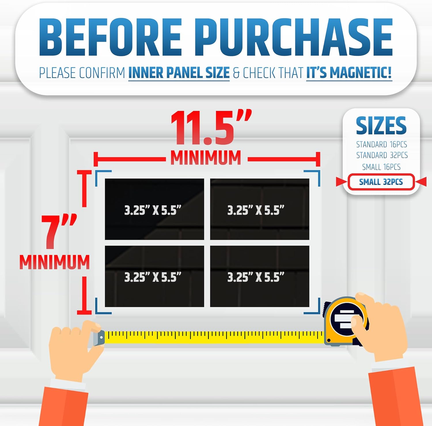 Strong & Glossy Magnetic Garage Door Windows (Size Small) - Looks Like Real Window Panels/Faux Panes - Easy to Align & Will Never Fall (Upgraded Magnets) | Fits 2 Car Garage | 32pcs 3.25"X5.5"