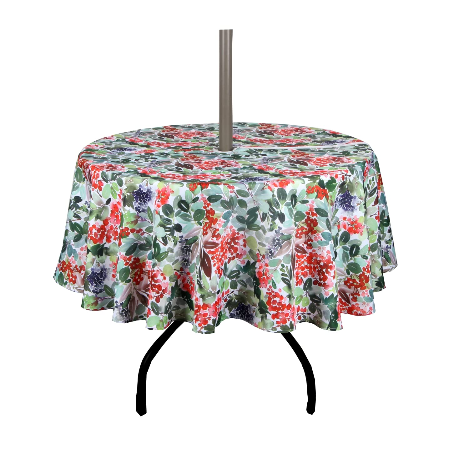 EHouseHome Outdoor Indoor 60inch Round Tablecloth with Umbrella Hole and Zipper, Waterproof Zippered Patio Table Cloths, Spring/Summer Table Covers for Backyard Circular Table/BBQs/Picnic โ image 1