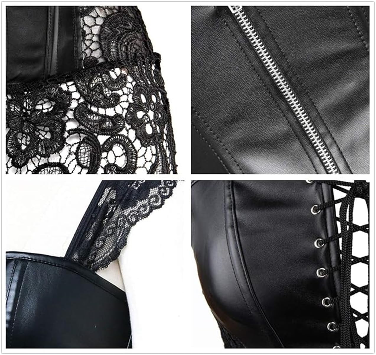 Femmes Faux Cuir Corset Robe Corsage Gothique Steampunk Dentelle Lingerie Bustiers