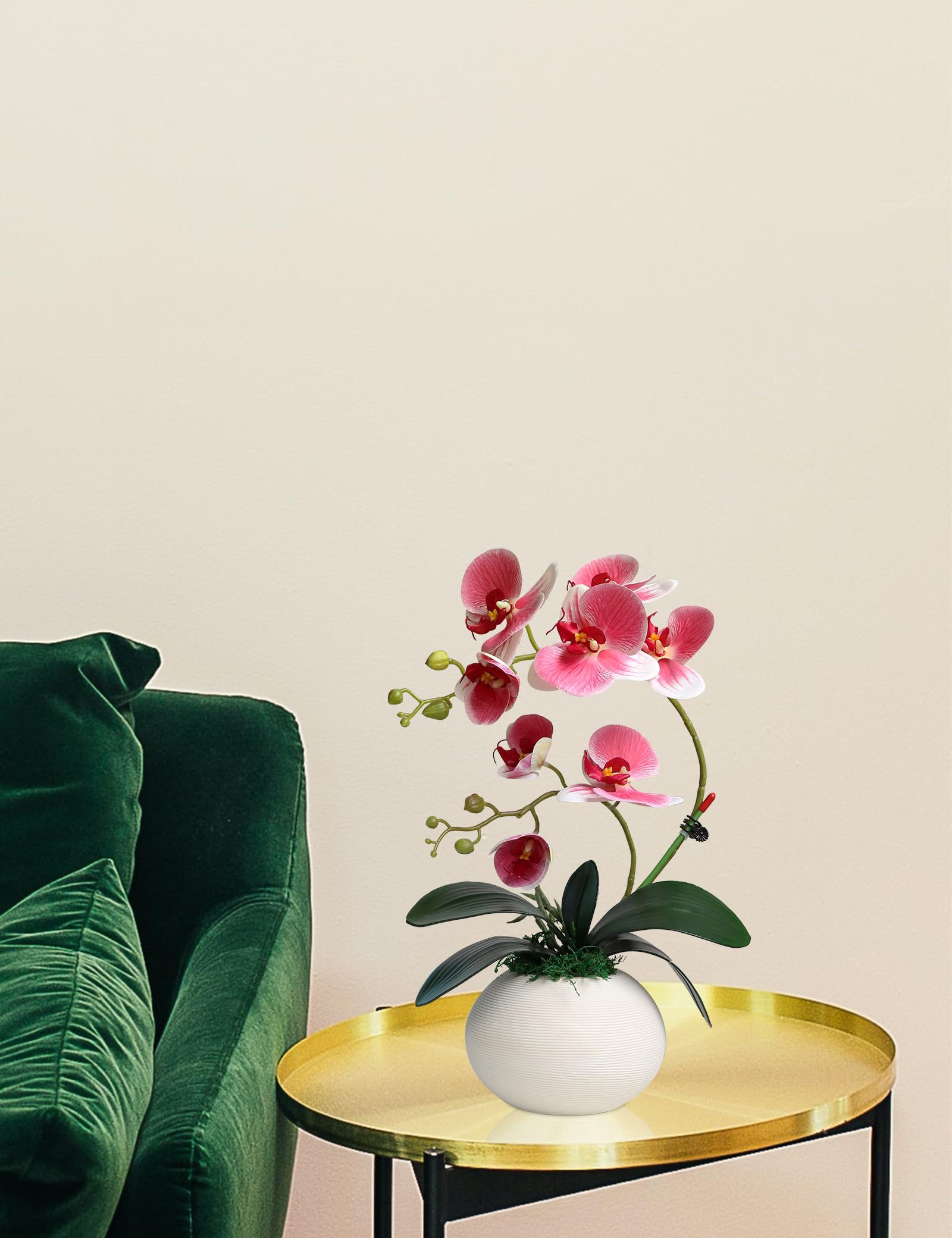 Forlaoers Orchidea artificiale rosa moderna da 43,2 cm, fiori finti in vaso, piante finte composizioni floreali, centrotavola da tavolo per sala da pranzo, casa, ufficio, bagno, decorazioni per