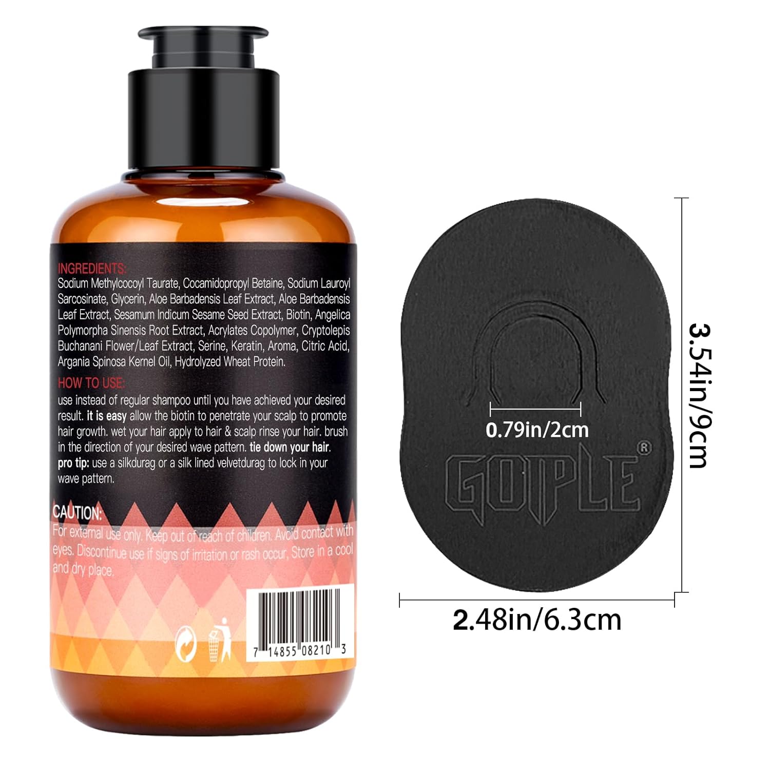 2PCS Wash Shampoo for Black Men - 360 Waves Shampoo for Men Hydration Enhance Shampoos Biotin Hair Growth Shampoos with Wave Comb Hair Brush- Strengthens Hair Promote Growth Nourishes (12 FL OZ) - Image 9