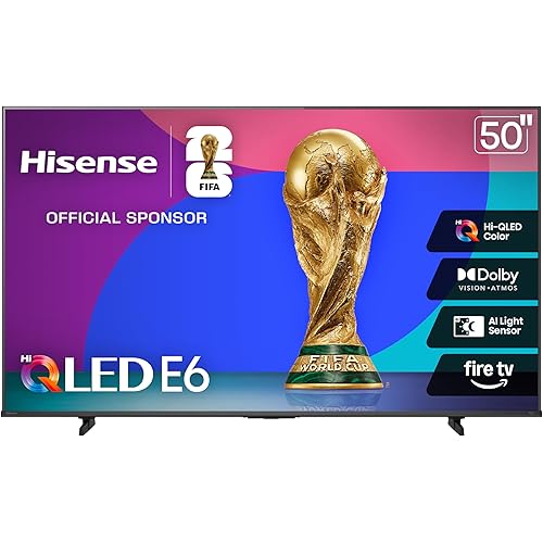 Hisense 50" E6 Cinema Series Hi-QLED 4K UHD Smart Fire TV (50E6QF, 2025 Model) - AI Light Sensor, Dolby Vision · Atmos, Voice Remote with Alexa, Motion Rate 120, HDR 10+ Adaptive, Game Mode Plus