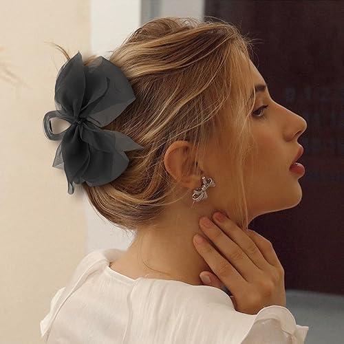 Miniatura 5 de 5 pinzas de malla de tul para el cabello, pinzas de gasa con lazo, pinzas para el pelo grandes, pinzas para el pelo con lazo grande, pinzas