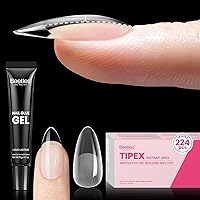 Vista 11 de Beetles Tipex - Uñas postizas con ápice instantáneo, 192 uñas, preconstruidas y pregrabadas, largas, cuadradas, fuertes y gruesas, uñas postizas a