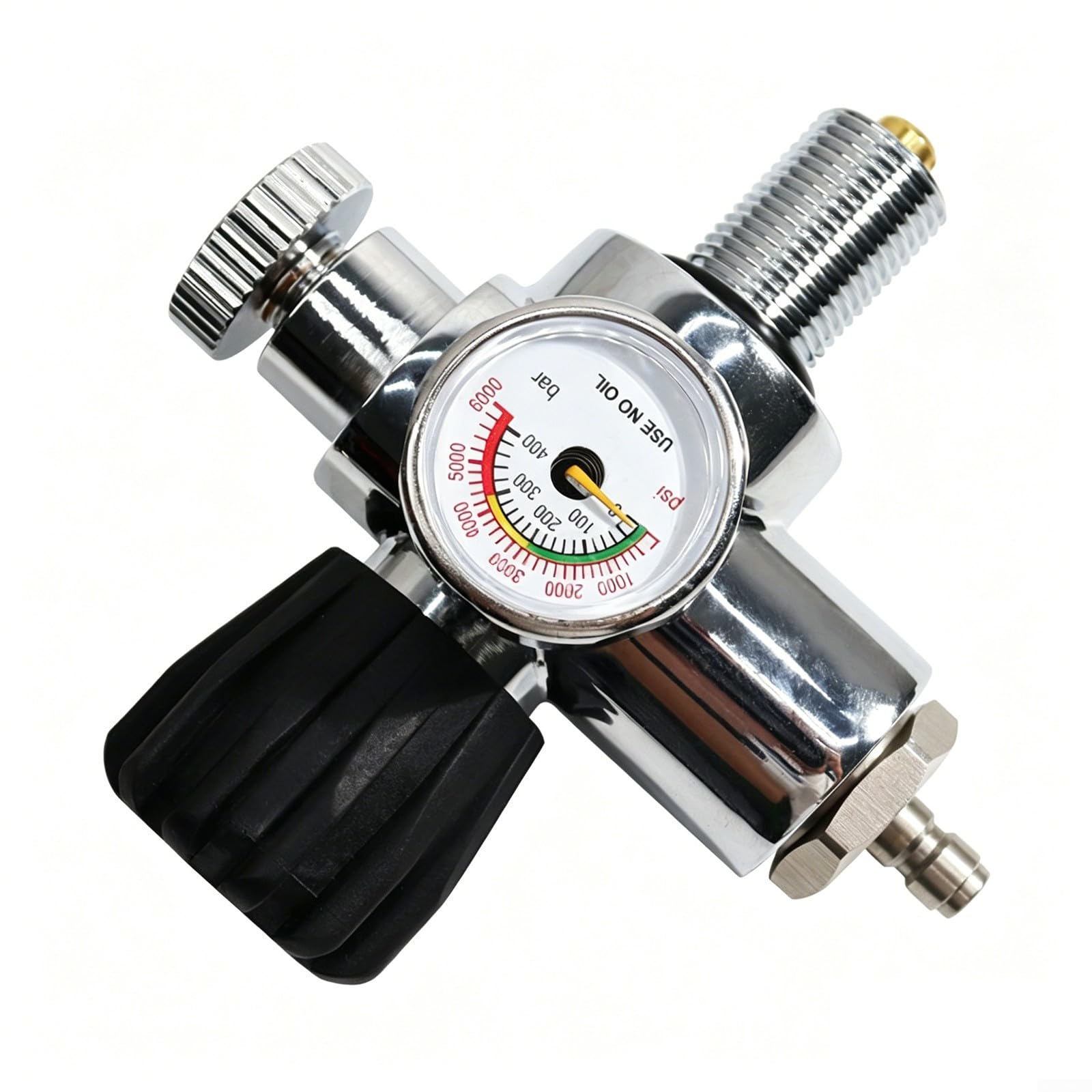 Manometro professionale per serbatoi subacquei con lettura a doppia scala per bombole ARA con limiti di 400 bar e 6000 psi nero (7/8)