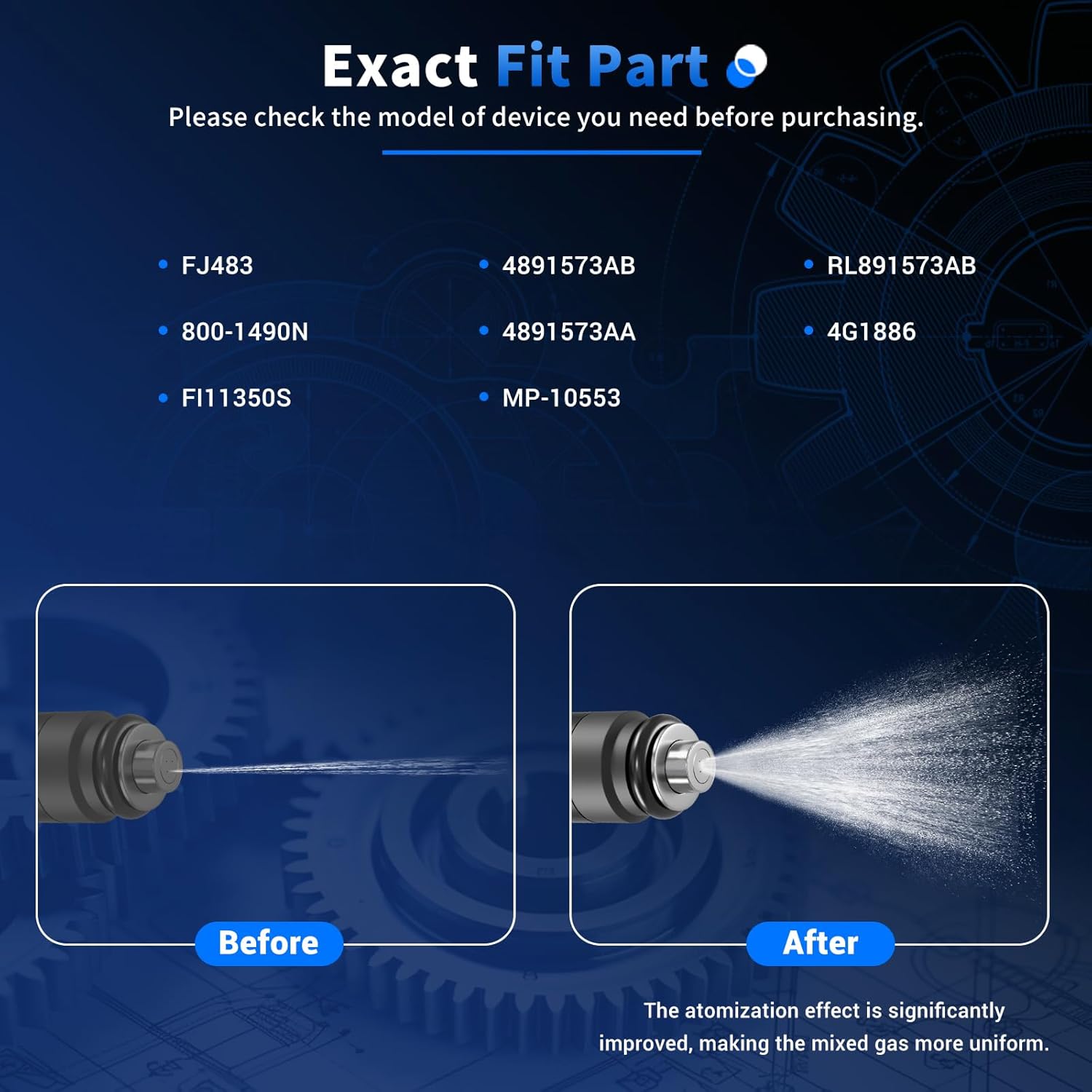 4 PCS Fuel Injectors Fits Chrysler PT Cruiser Sebring Dodge Caravan Neon Stratus SX, #OE Replaces FJ483, 800-1490N, FI11350S, 4891573AB, 4891573AA, MP-10553, RL891573AB, 4G1886 Fuel Injector Sets