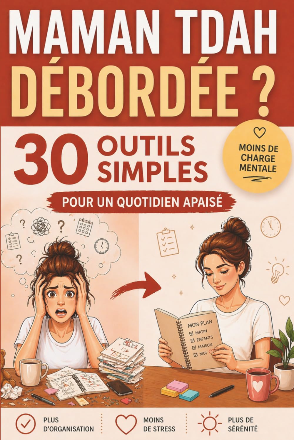 Maman TDAH débordée: 30 outils simples pour les femmes TDAH : organiser son quotidien, alléger la charge mentale et retrouver la sérénité