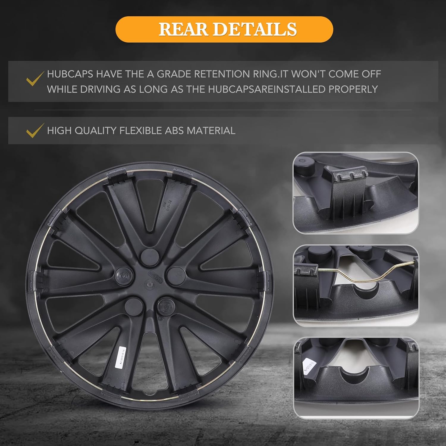 16" Premium Universal Wheel Rim Covers – Set of 4 Black Matte Hubcaps,ABS&PC Material Hub Protection Accessory,Snap-on Replacement Caps for Car,Pickup Truck,SUV - 16 Inch Black Matte