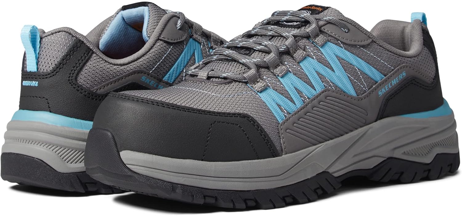 Skechers Fannter Comp Toe Gray/Light Blue 7 B (M)