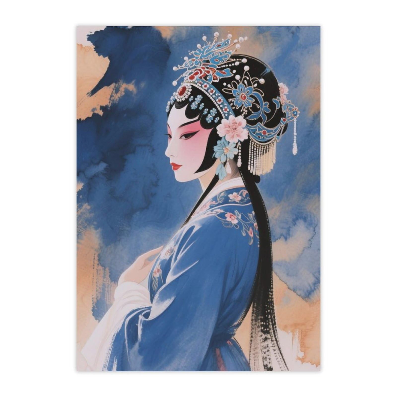 Autocollant fleur bleu imperméable pour gourde et déco PC