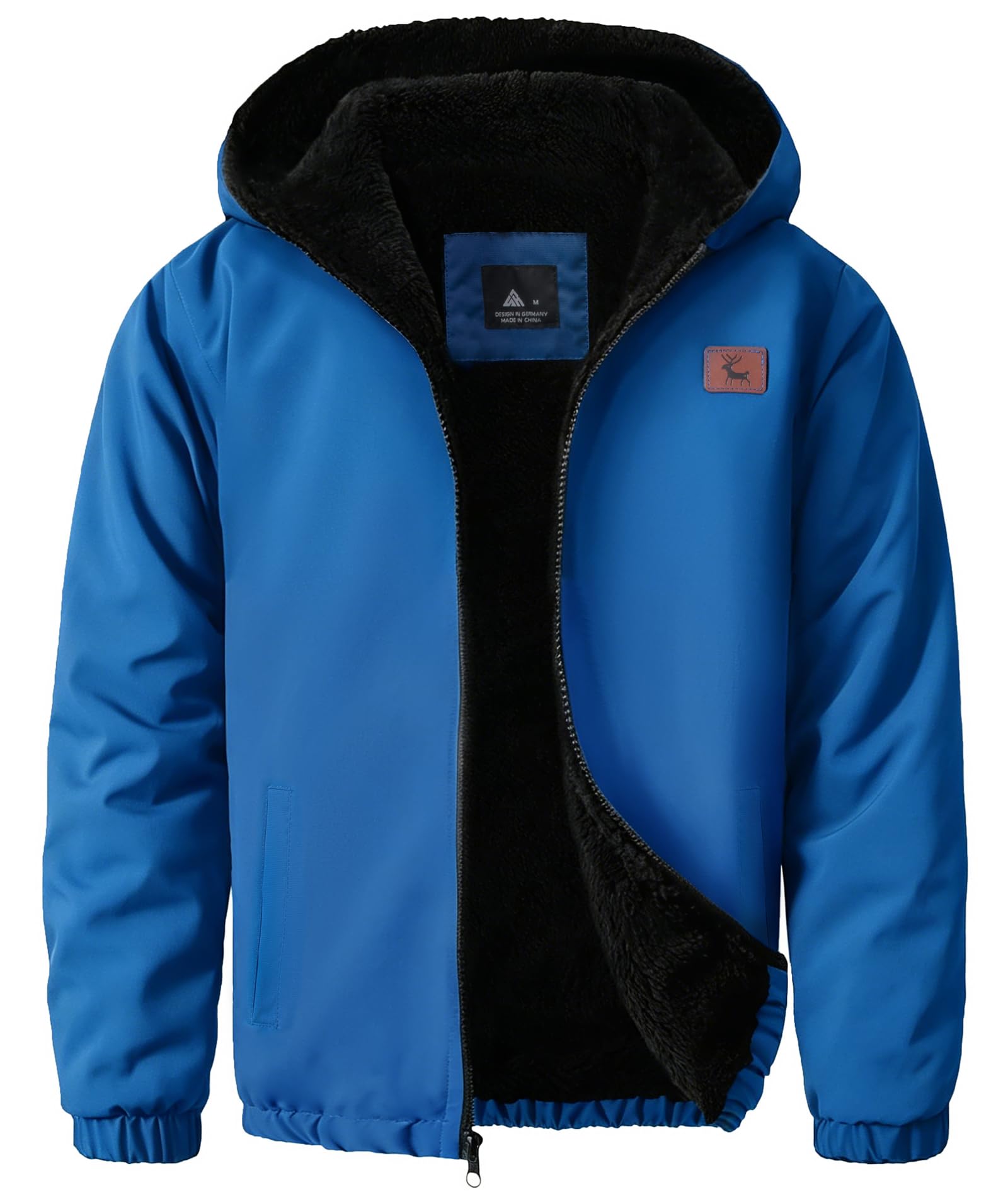 ZITY Boys Fleece Jacket Sherpa Lined Zip Up Hoodie
