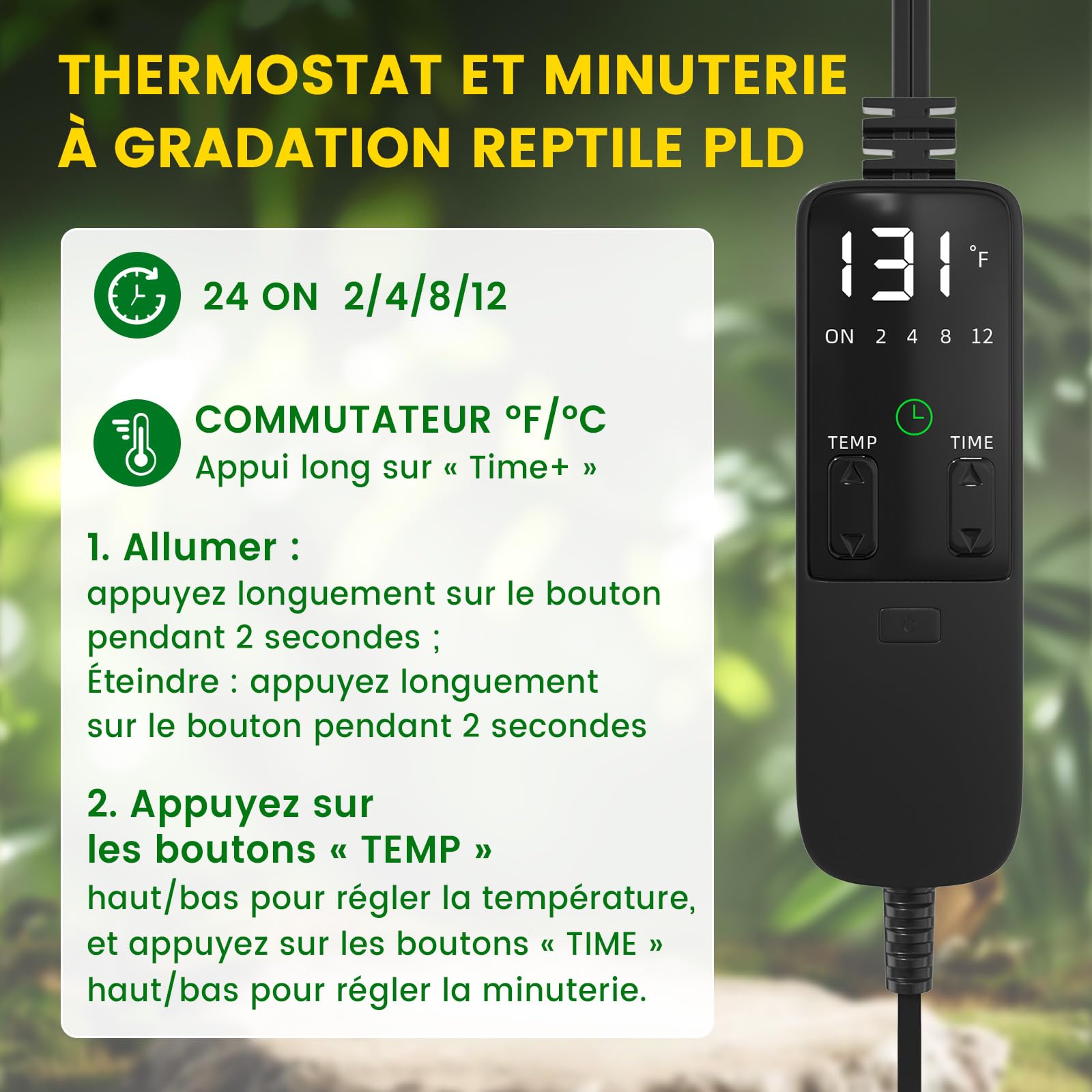 GlowUp Lampe Chauffante Reptile 300W E27 avec Thermostat et Minuterie pour Terrarium Tortues Lézards