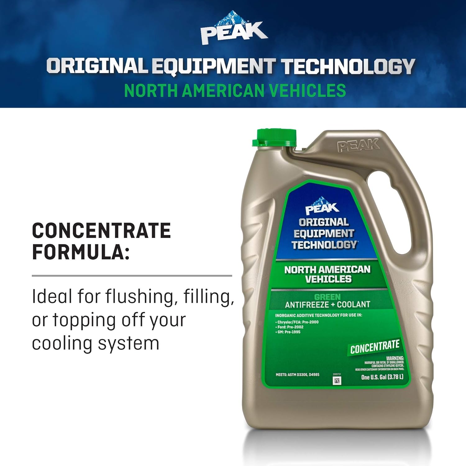PEAK OET Extended Life Green Concentrate Antifreeze/Coolant for North American Vehicles, 1 Gal. : Automotive