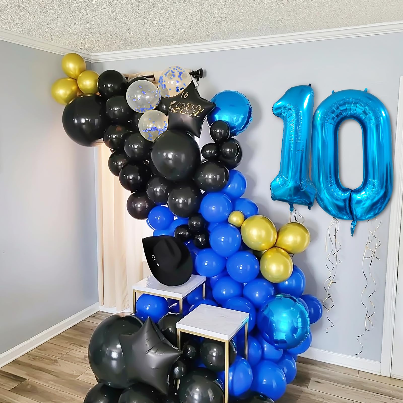 Decorazioni per 18° Copleanno, Kit Arco Palloncini Oro Nero con Nuero