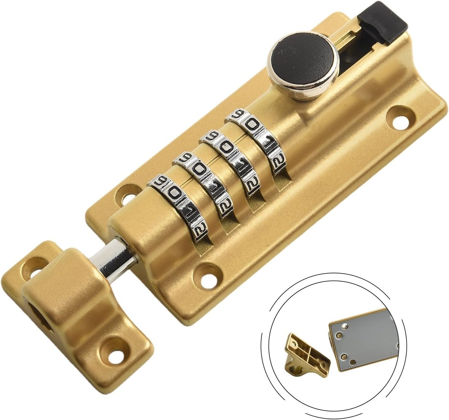 Mechanical Digital Combination Lock, Zinc Alloy Door Bolt, Keyless Wooden Door Lock for Cabinet Storage Security, Anti Theft Password Latch, Surface-Mount Cam Lock (Gold)