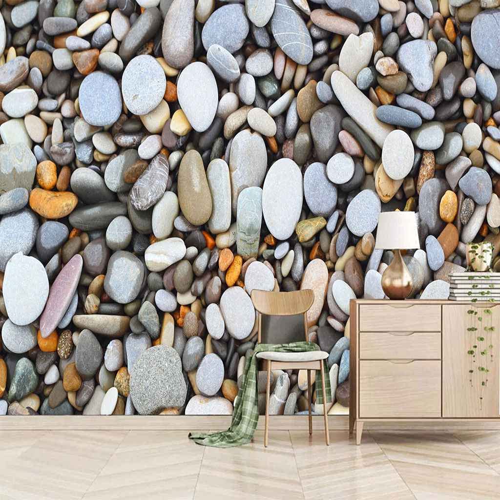 Papier peint canevas 3D galet 300x210 cm auto-adhésif pour grand mur de salon