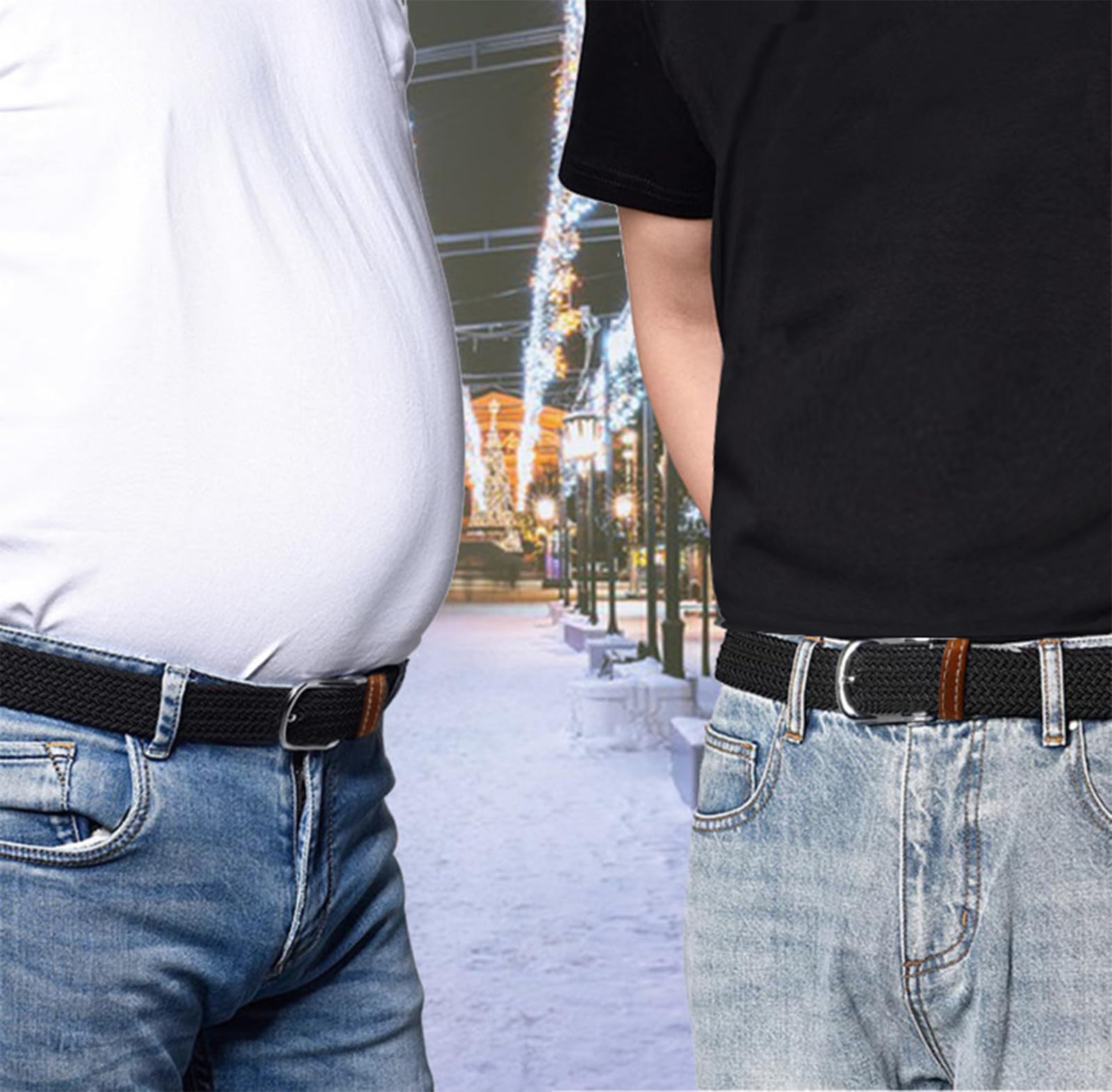 Multicolored Woven Stretch Belt for Men and Women, Braided Elastic Golf Belts Jeans Casual Pants Sport Belt