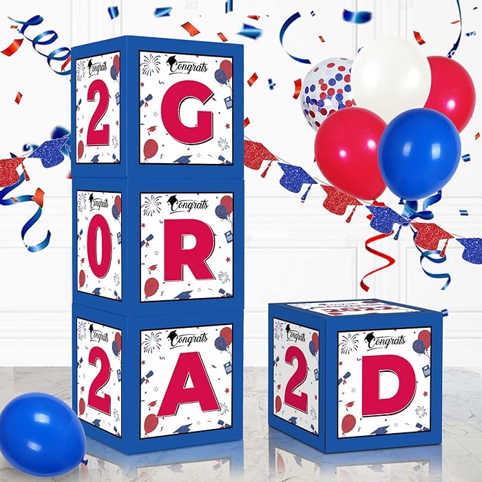 Buy 2022 Graduation Party Decorations, 4pcs Red White Blue Graduation