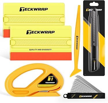 مجموعة أدوات لف الفينيل TECKWRAP مجموعة أدوات صبغ النوافذ مجموعة لف السيارات، ممسحة، سكين متعدد الاستخدامات قابل للسحب، قاطع فينيل آمن، لف الفينيل للسيارة، صبغ النوافذ لف السيارات الفينيل