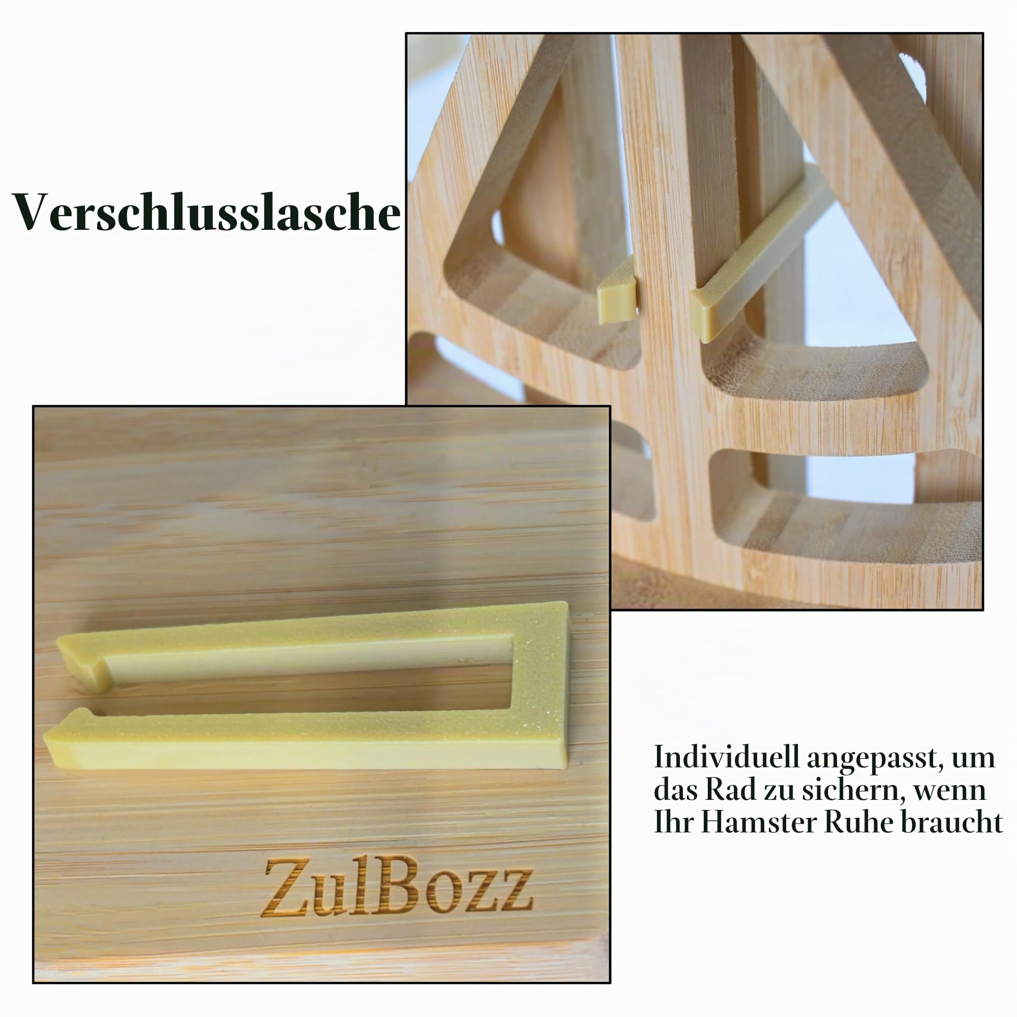 Hamsterrad aus Bambus Ø 28 cm – Leises Holz-Laufrad mit Höhenverstellung | Für Große Syrische Hamster, Zwerghamster, Rennmäuse & Mäuse