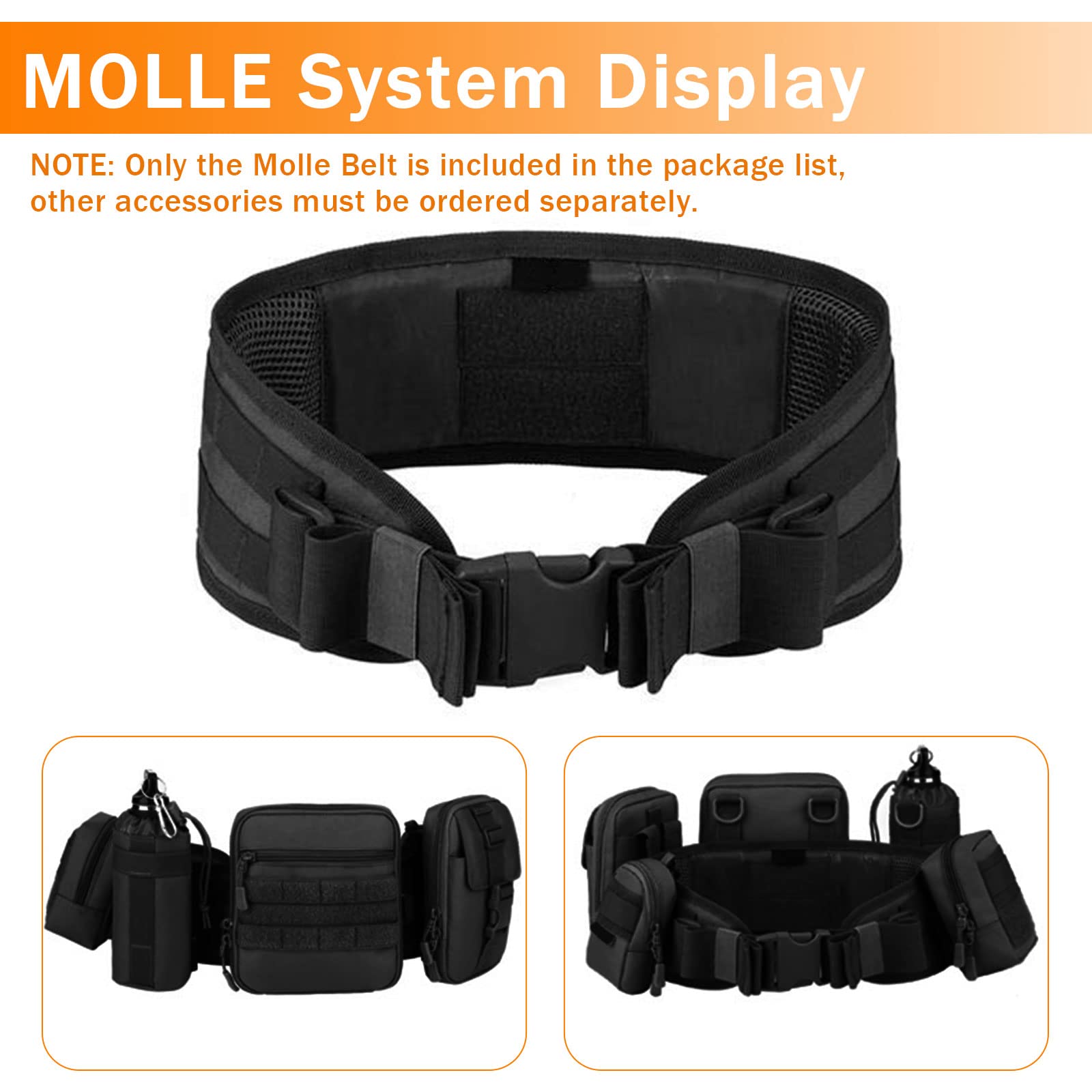 Huntvp Cinturone Molle Cintura Tattica Militare Imbottita per Softair Caccia Outdoor Trekking