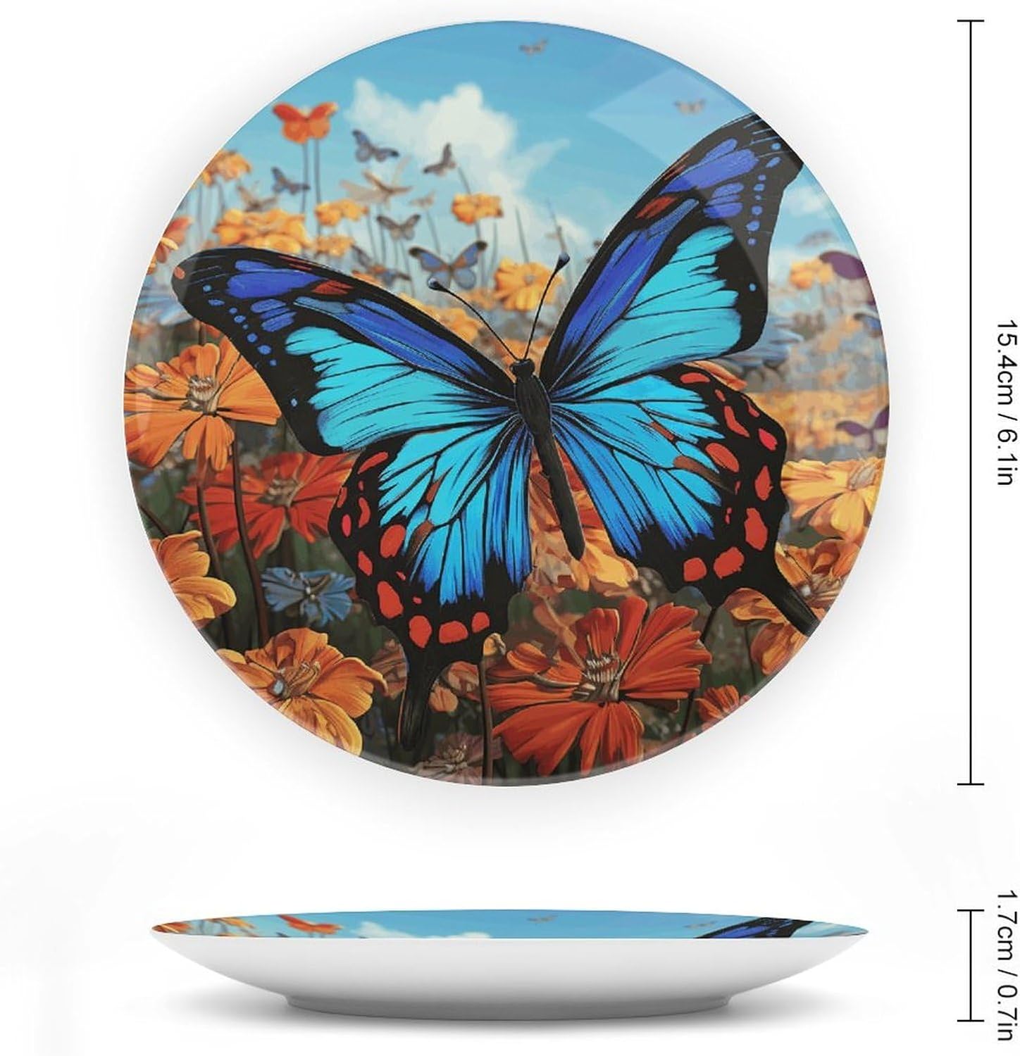 Big Butterfly Bone China Decorative Plate with Stand 6inch image 2
