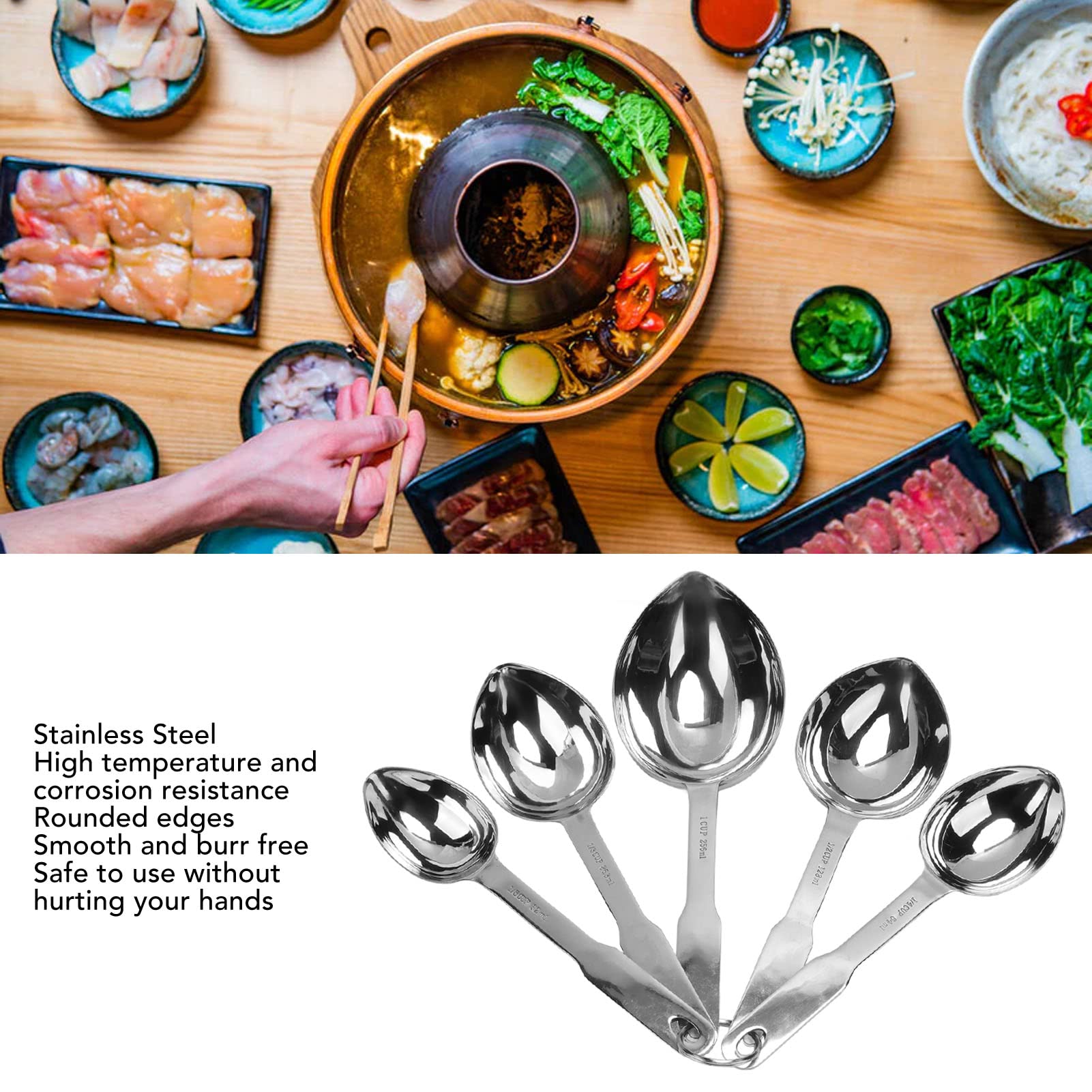 5Pcs Long Handle Spoons, Stainless Steel Coffee Spoon for Home Kitchen Cooking, Soup Ladle for Cream Dessert Tea