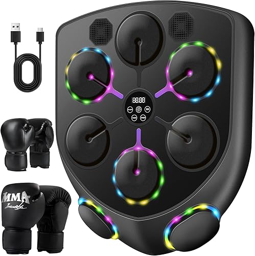 Smart Music Boxing Machine for Adults and Kids, Bluetooth Boxing Equipment with Boxing Gloves, Wall Mounted Electronic Punching Machine for Home Gym