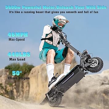Electric Scooter for Adults,5600W Dual Motors Range 50 Miles,Electric Scooter Adults 50 MPH, 60V 27Ah Large Capacity Battery, 11 Off Road Tires Scooter with Detachable Seat Max Load 4470lbs