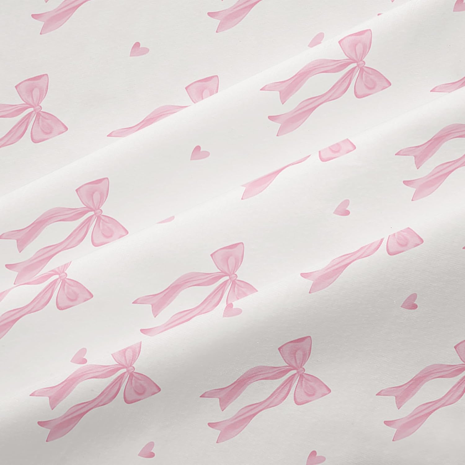 Sedefen Bow Bedding Duvet Cover Queen Size Pink White Heart Bowknot Bedding Set 3 Pieces Kids Girls Princess Style Cute Love Pattern Bowknot Soft Breathable Microfiber Duvet Cover