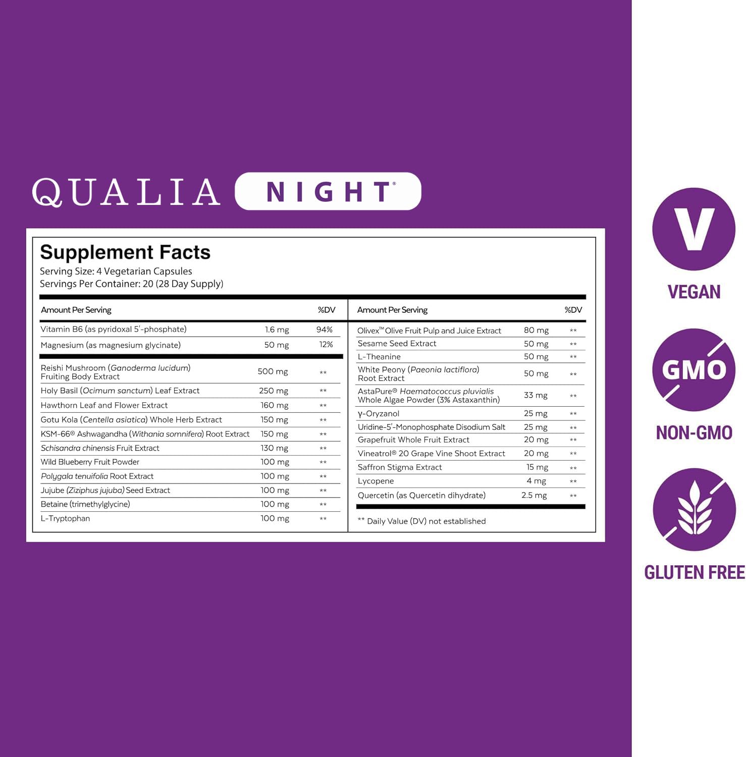 Qualia Life Sciences Qualia Night Sleep Aid | Non-Habit Forming | Science-Backed Supplement for Deep Refreshing Sleep | Melatonin-Free, Vegan, Non-GMO, Gluten-Free 80 Count | (1 Month Supply) — Amazon image 2